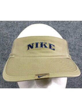 Nike Pro Classics Khaki Adjustable Sports Visor Hat With Navy Embroidered Logo